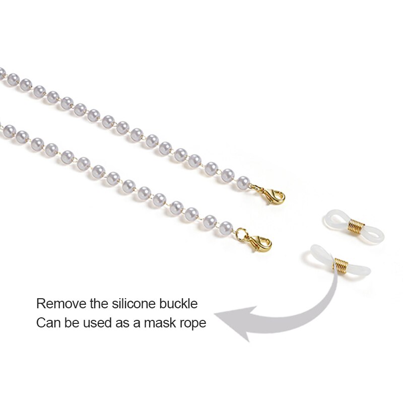 1Pcs Imitatie Parel Glazen Ketting Masker Lanyard Ketting Zonnebril Zonnebril Snoeren Casual Parel Kralen Glazen Ketting