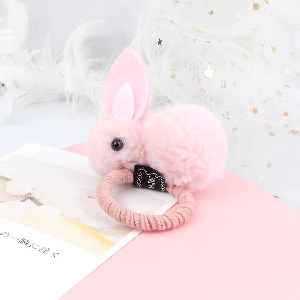 Bandes de cheveux en peluche lapin doux, accessoires, attache élastique, attache pour cheveux, Clip pour cheveux, pour femmes et filles: WHITE