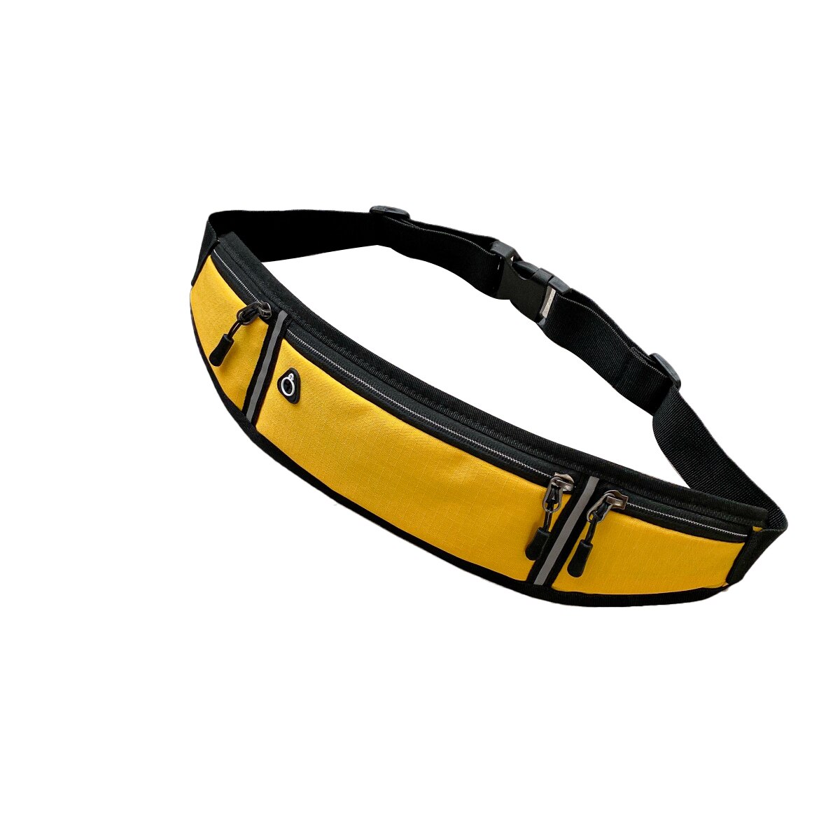 Kvinner sport midje bag utendørs reflekterende stripe fitness mobiltelefon midje bag med øretelefon hull jogge løpebager: Gul