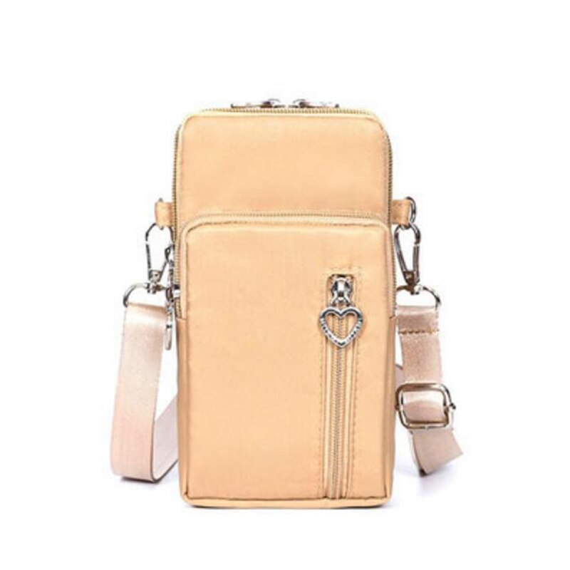 Woman Messenger Bag Mini Shoulder Bag Diagonal Multi-Function Mobile Phone Bag Outdoor Earphone Pouch Sports Bag: Khaki L