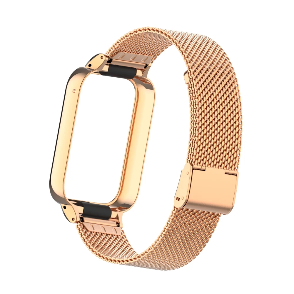 Metal Strap for Xiaomi Mi Band 8 7 Pro WirstBand Stainless steel Bracelet Watchband Smart Miband 7 8 Pro Protective Cover correa: XXL / Rose Pink  