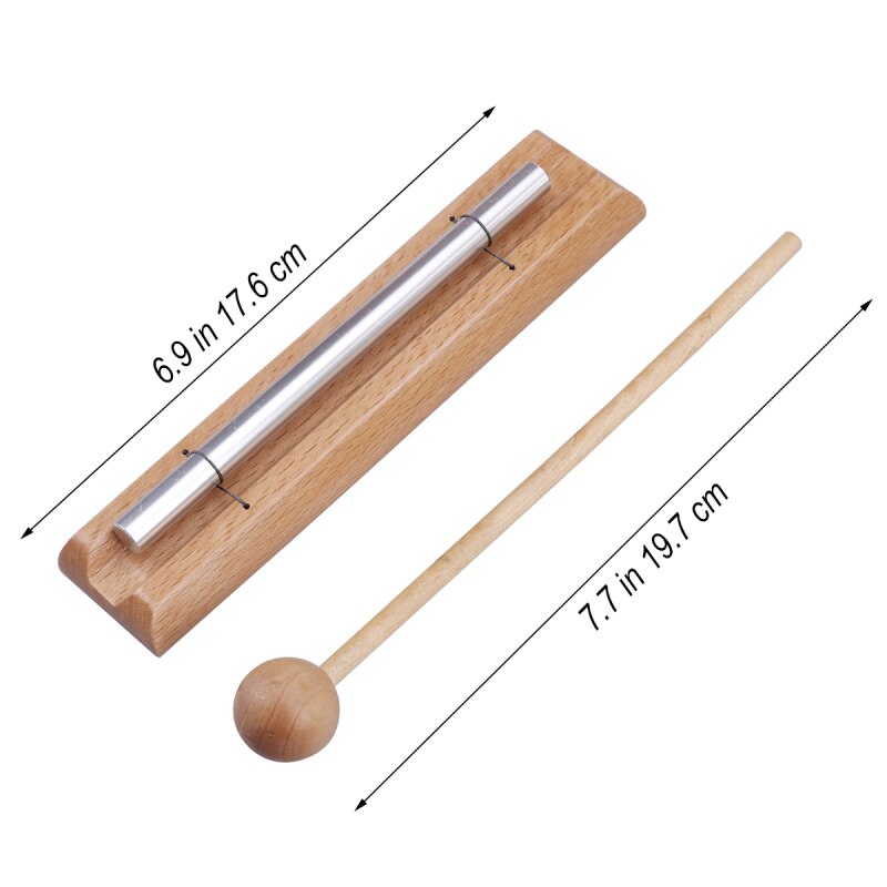 Carillón de meditación para niños, Tono único de madera con Mallet Chico, suministros portátiles, carillones de viento de percusión, 1 ud.