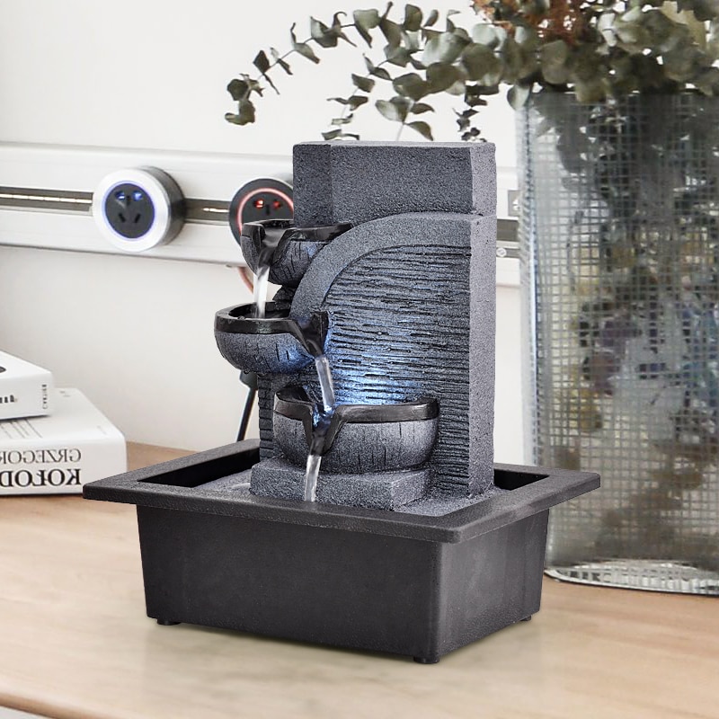 Fuentes de escritorio decorativas para el hogar hechas a mano, fuente de agua interior, artesanía creativa, decoración del hogar y estatuillas, fuente de cascada FengShui