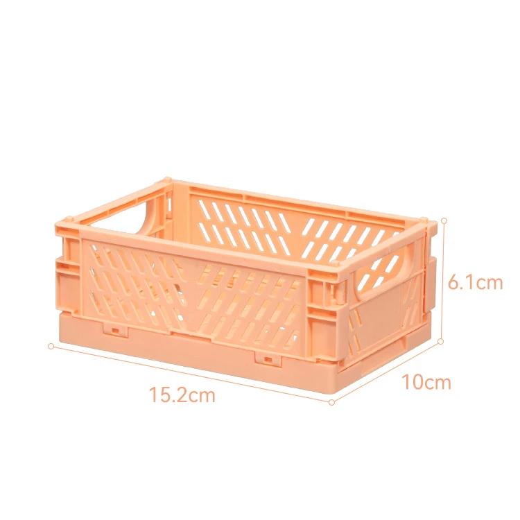 Plastic Foldable Storage Crate Folding Box Basket Stackable Cute Makeup Jewellery Toys Boxes for Storage Box Organizer Portable: SKY BLUE