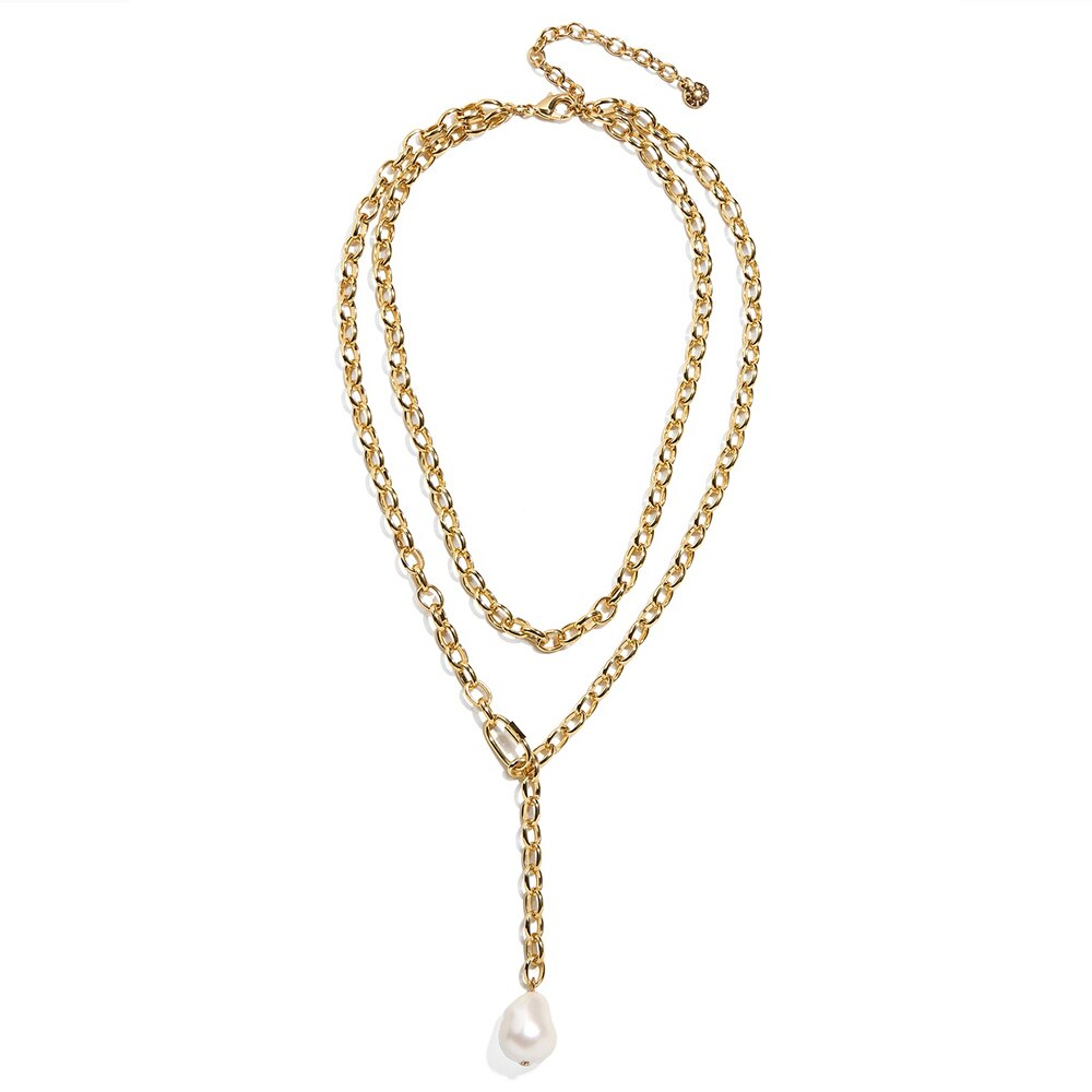 Doppel Schicht Lange Verknüpfung Kette Perle Anhänger Halskette Gemischt Verbunden Kreis Lasso Halsband Halskette für Frauen Hochzeit Schmuck