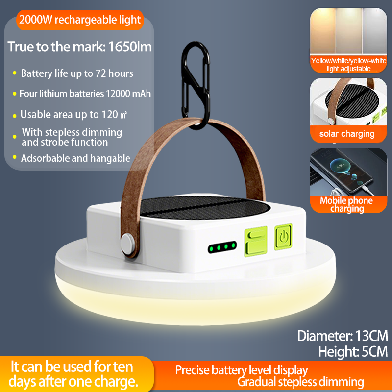 Solar Rechargeable Camping Lantern Portable Camping Lantern Rechargeable LED Camping Lantern for Camping Picnic Fishing Hiking: 15 W