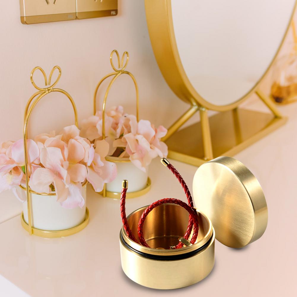 Storage Box Round Compacted Retro Style Multifunctional Brass Outdoor Waterproof Organizer for Jewelry