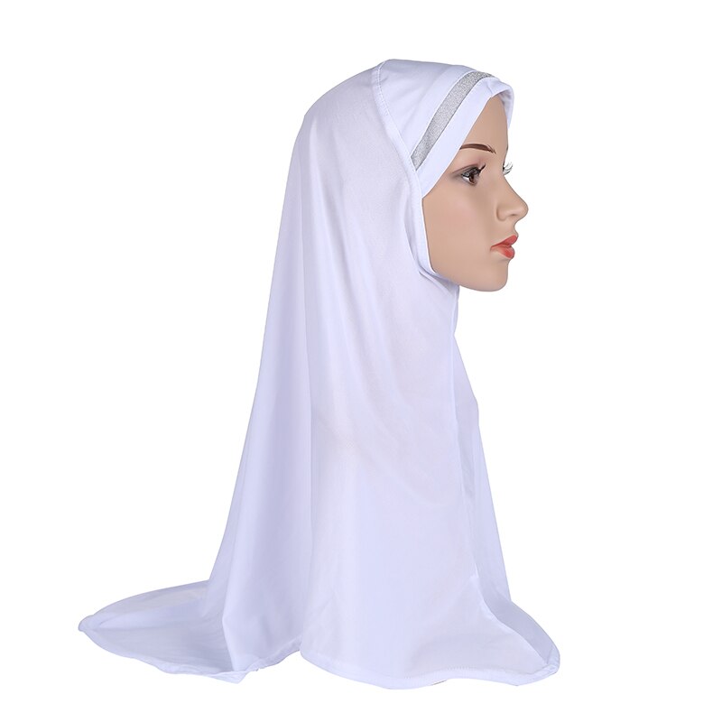H063a dorosłych lub duże dziewczynki brokat modlić hidżab muzułmańska chusta islamska chustka kapelusz amira ciągnąć na headwrap: white