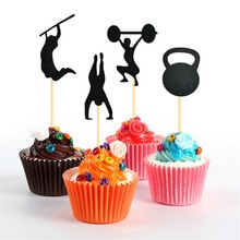 24Pcs Gym Thema Cake Toppers Cake Decoratie Picks Cupcake Versiering Party Gunsten Supplies Voor Fitness Party
