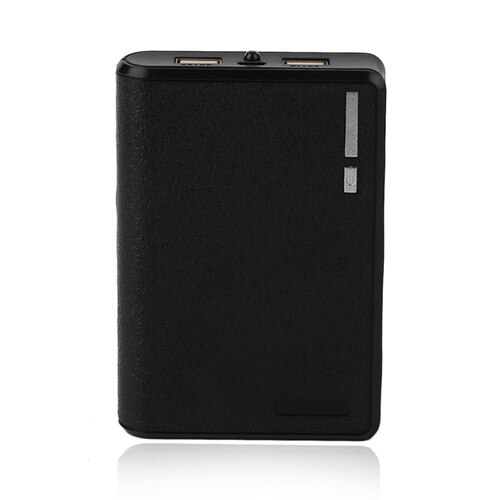 Bærbar størrelse 4*18650 batteri ekstern strømbank mobiltelefon batterioplader egnet til iphone til 10400 mah (intet batteri): Sort