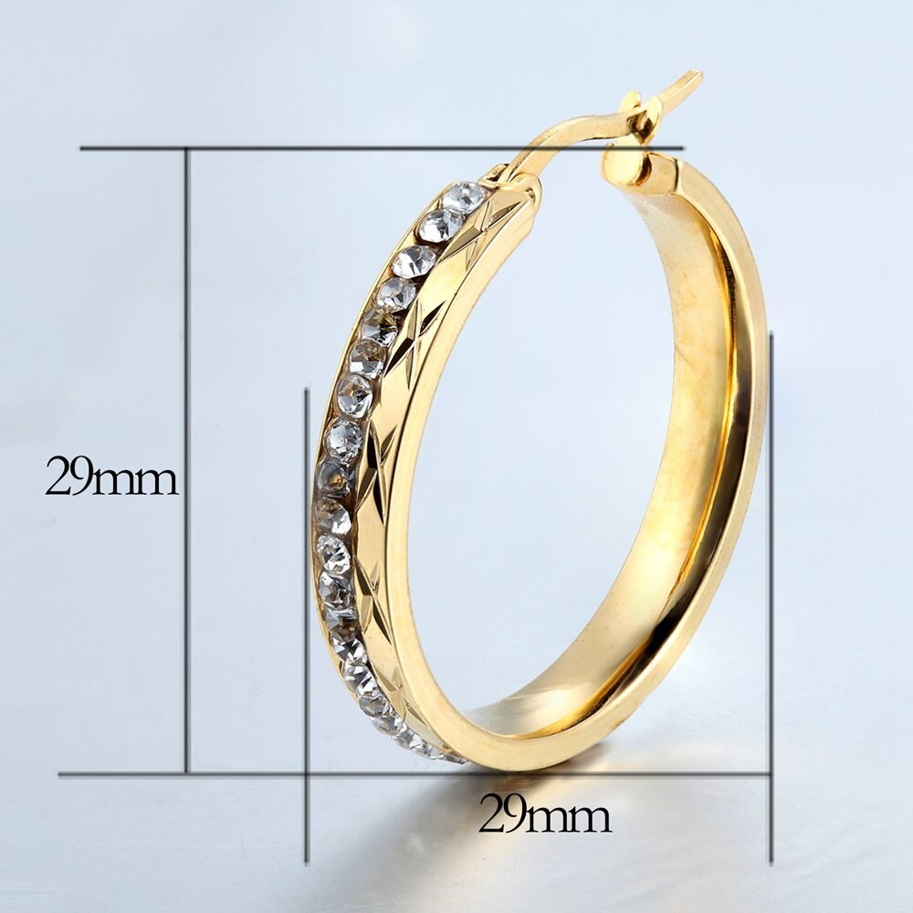 Mode Elegante Ronde Patroon Kristal Gold Hoop Oorbellen Voor Vrouwen Hoepel Oorbellen Vrouwen Mode-sieraden