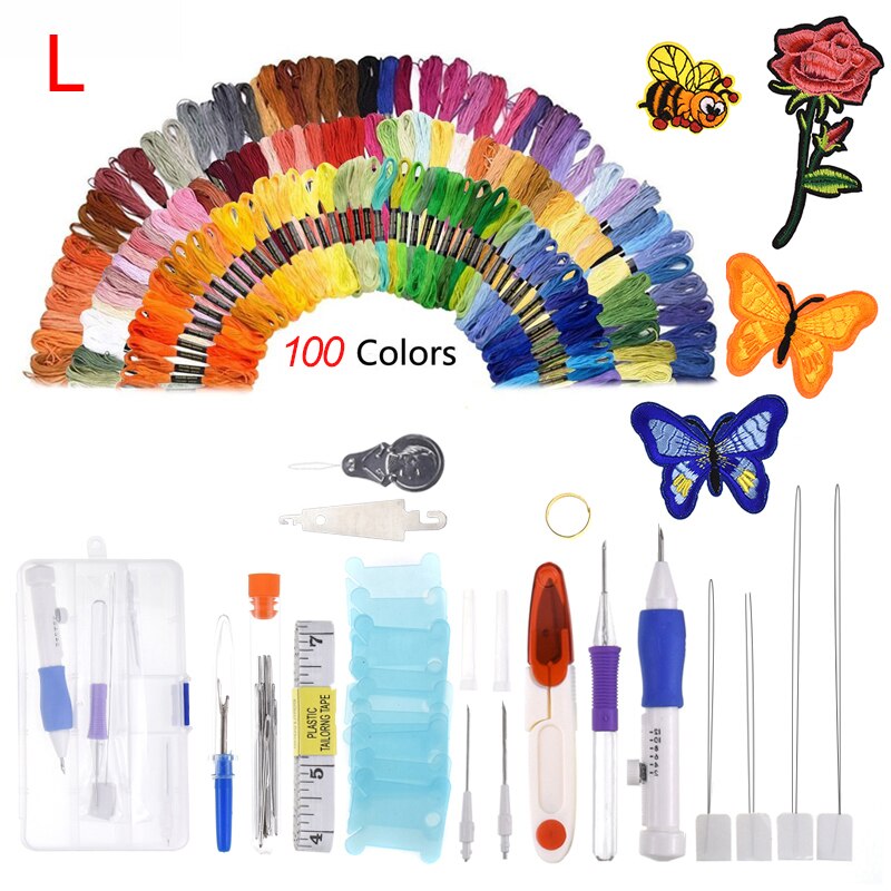 Magic Embroidery Pen Punch Needle Kit Craft Embroidery Threads Cross Stitch Embroidery Hoop DIY Knitting Sewing Accessory Tools: L