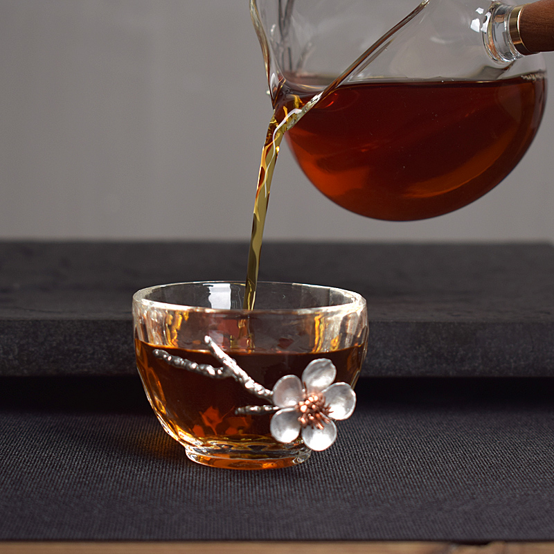 Hammarformad glas tekopp japansk stil plåtblomma högtemperaturglas tekopp exklusiva dekorativa koppar