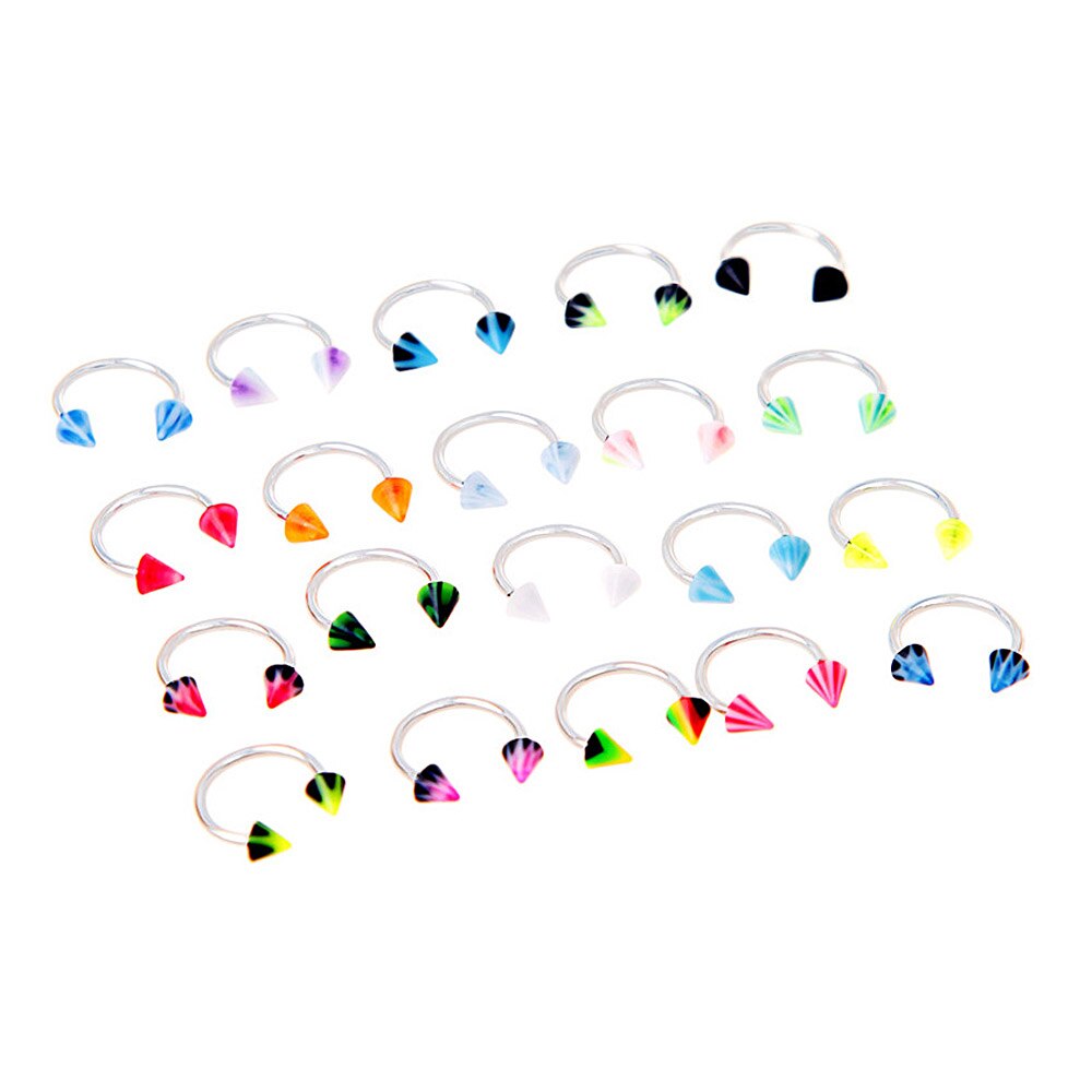 Nose piercing Septum Women Accessories 2pcs/set Steel Spike&Ball Horseshoe Piercing Circular Barbell Nose Hoop Ring Body Jewelry