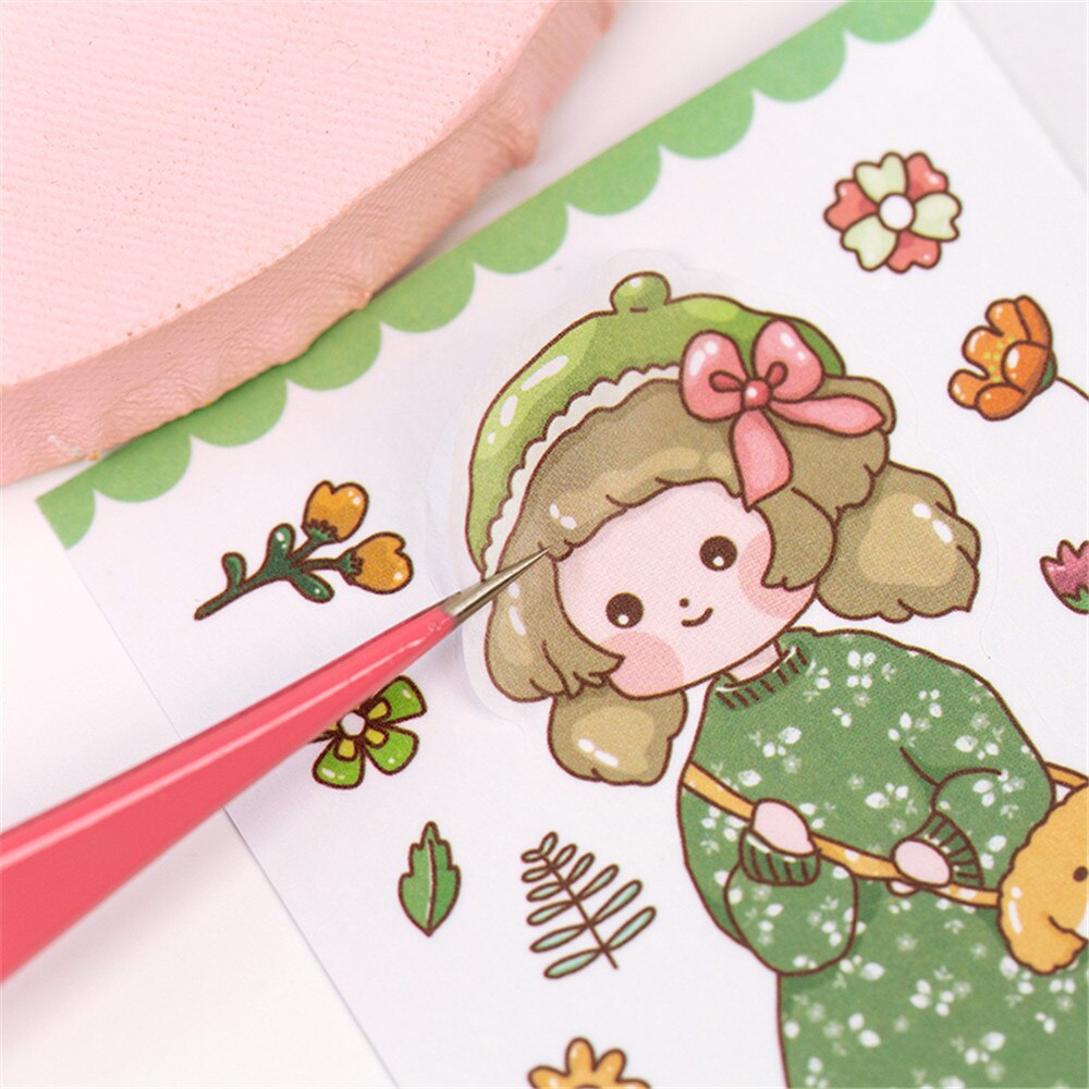 Pinzas de acero inoxidable de Color Macaron, herramienta de pegatina, diario, papel práctico, portátil, Mini papelería escolar