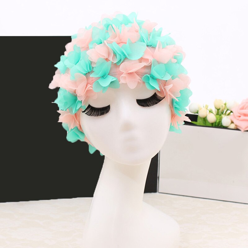 Swim Pool Swimming Cap Hat Free size for Women Petals Bathing Cap: Color4