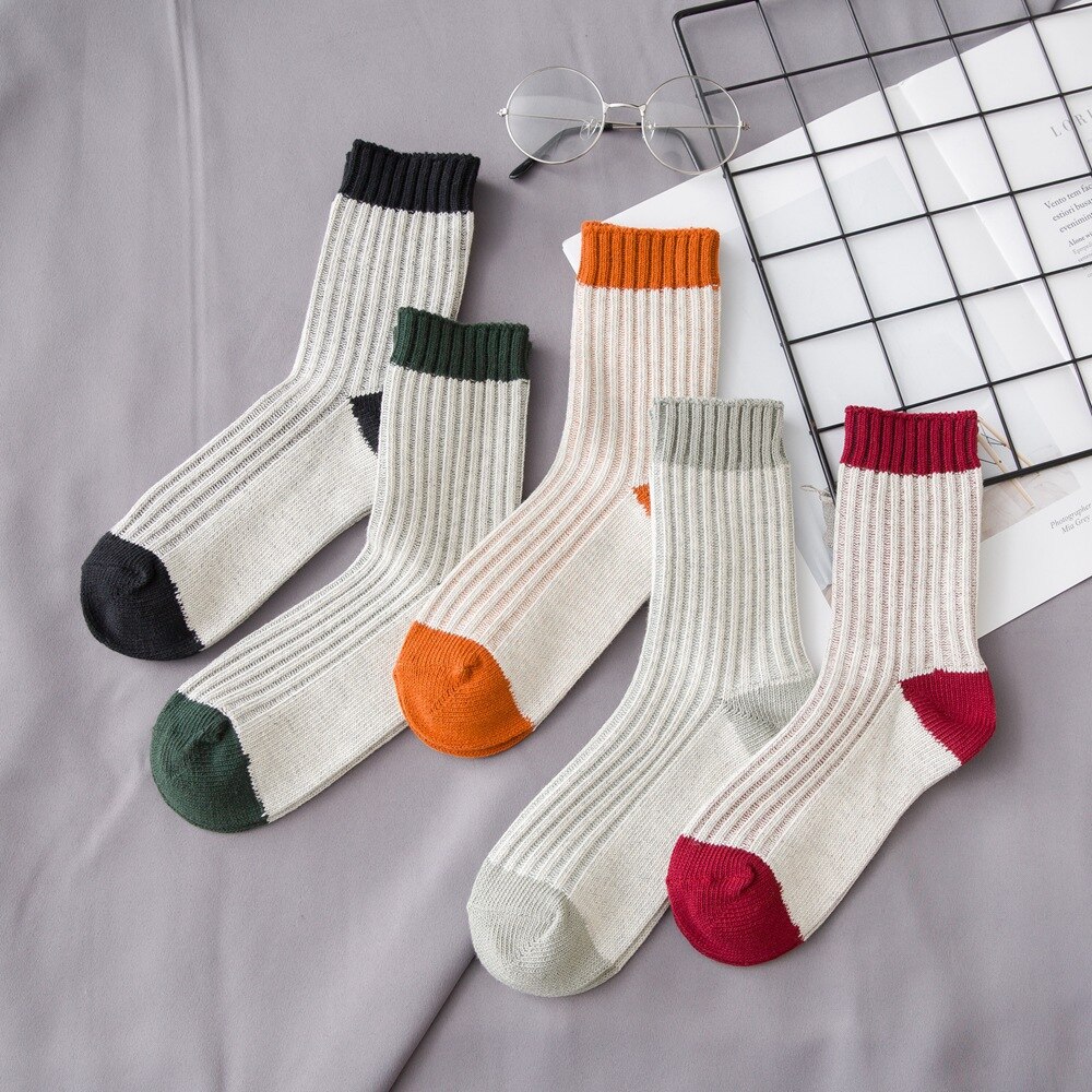 Kvinnor tubstrumpor bomull tjock nål stava färg höst och vinter strumpor kvinnlig koreansk japansk stil 185