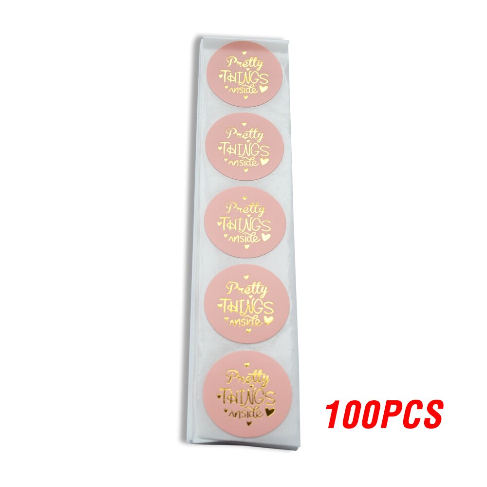 100-500pcs Round "Pretty Things Inside" Stickers Seal Labels Baby Shower Decor Baking Package Envelope Stationery Sticker: QY640-100pcs