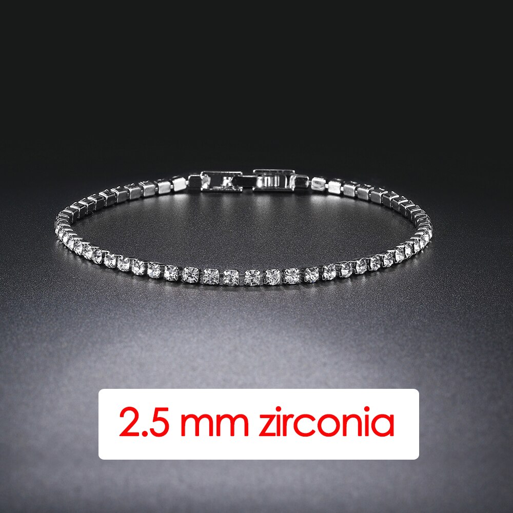 Dames tennisarmband hiphop trendy aaa+ kubieke zirkonia zilverkleurig tiener meisje kristallen ketting aan de hand bruiloft sieraden  h086: 18cm / Warm stempelen