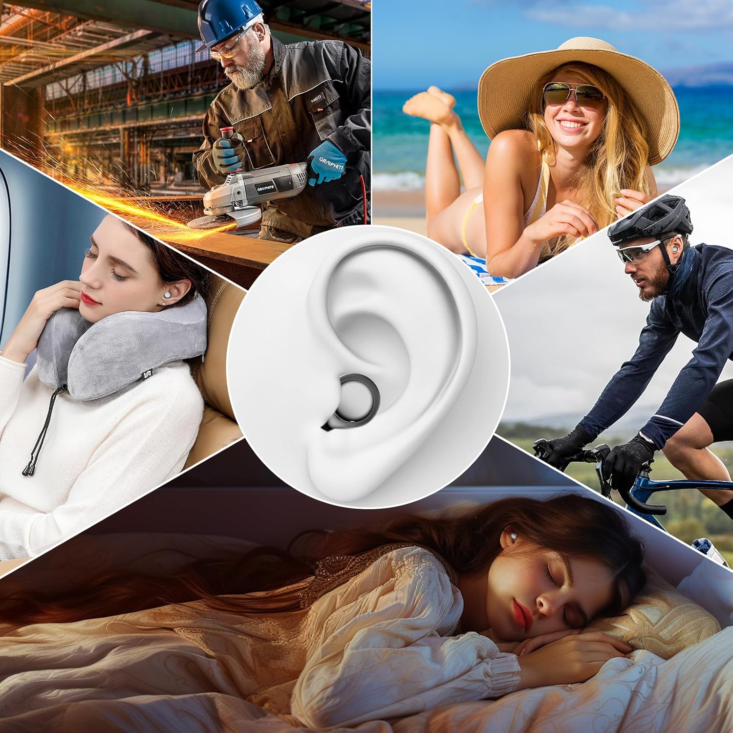 Oordopjes slapen voor ruisonderdrukking, herbruikbare zachte siliconen oordopjes voor concertwerk Oordopjes voor slapen Ruisonderdrukking