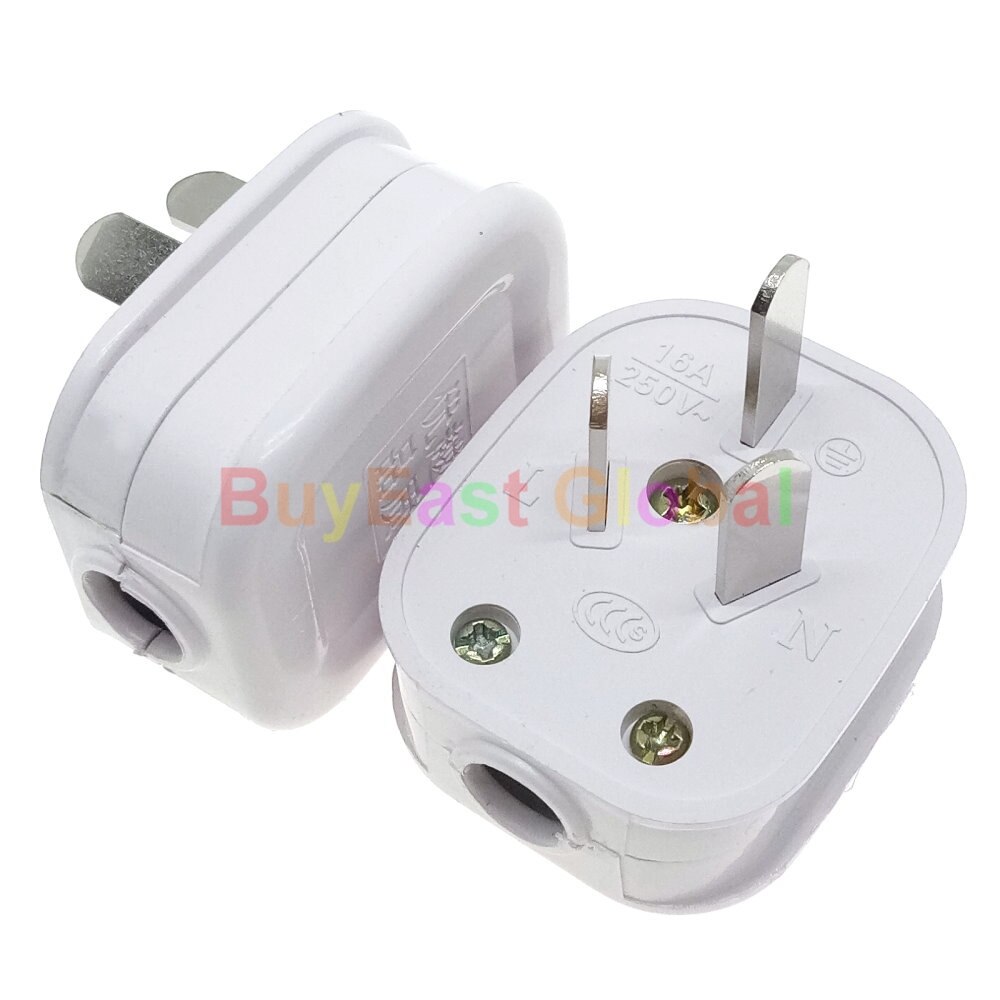 China 16A 3-Flat Pin Male Main Power Plug AC100~250V 16A White
