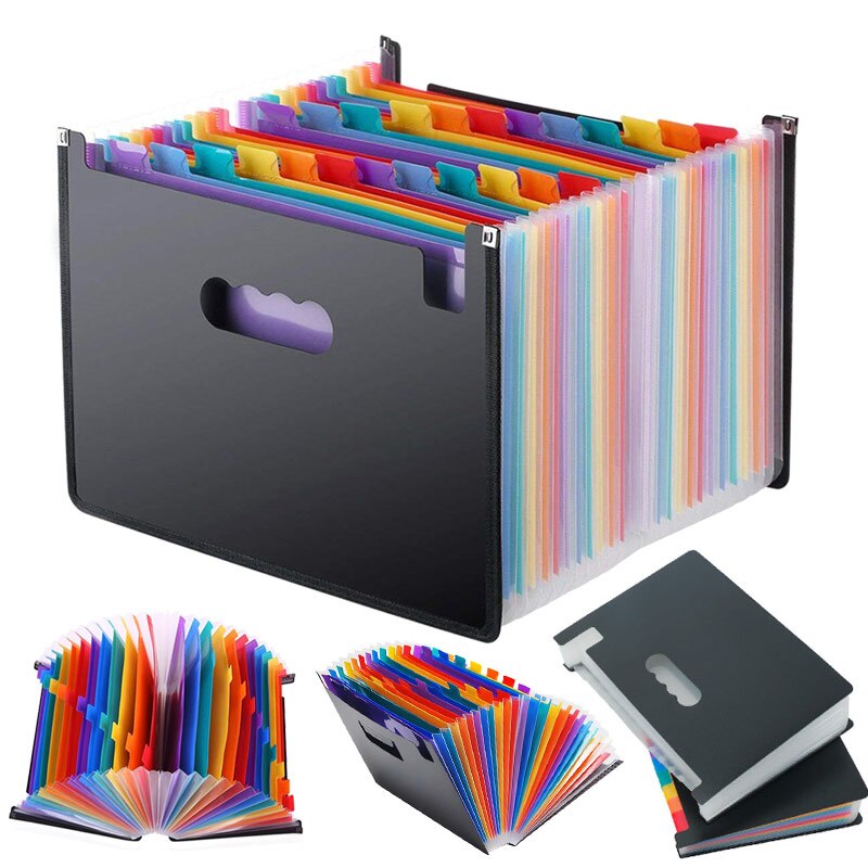 13/24 Pockets Expanding File Folder Works Accordion Office A4 Document Organizer DQ