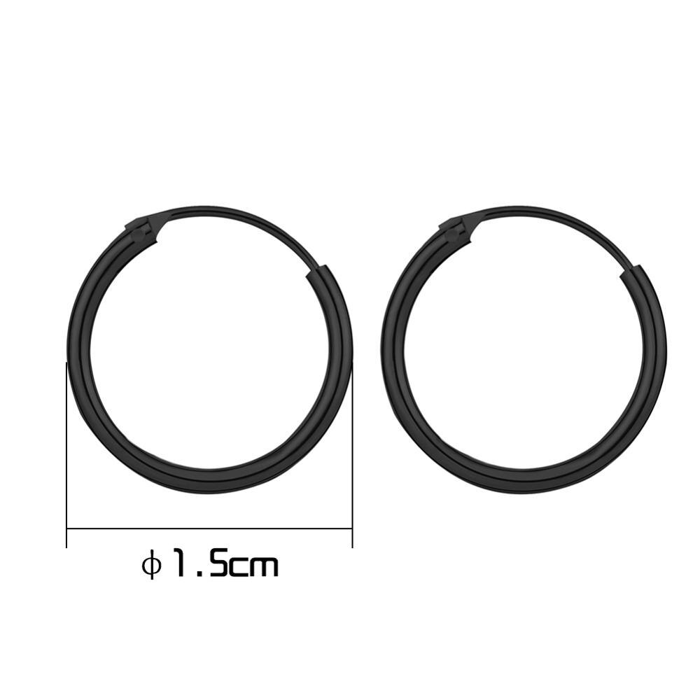 1cm 1,5 cm Ohrringe Hoop Gold Silber Farbe Runde Kleine Ohr Ringe für Frauen Metall Ohr Manschette Einfache Stil frauen Clip Huggie Ohrringe: Black-1.5cm