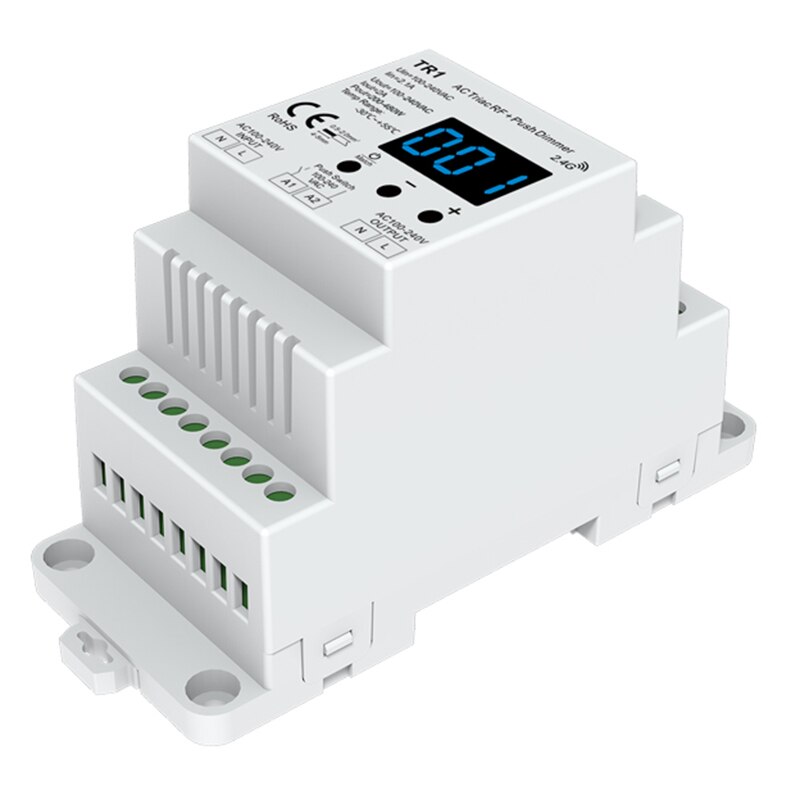 Variateur Triac Led TR1 Din Rail, haute tension, bord de fuite, AC 100-240V, 1CH * 2A RF + Push AC