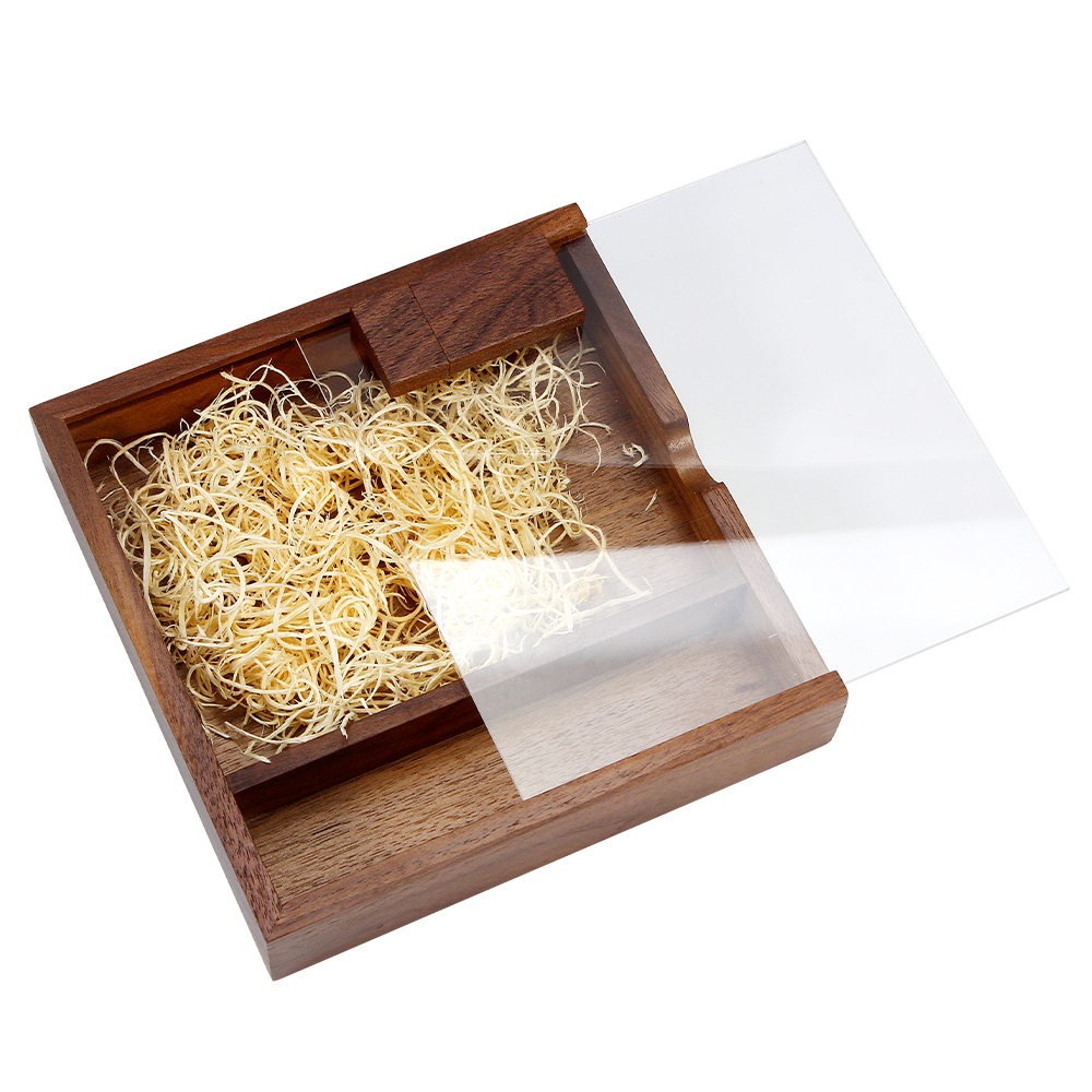Wood Photo Box USB 2.0 Flash Drives Free Logo Wedding Custom Pen Drive Real Capacity Memory Stick Photography U Disk 64G: Blue / 120GB