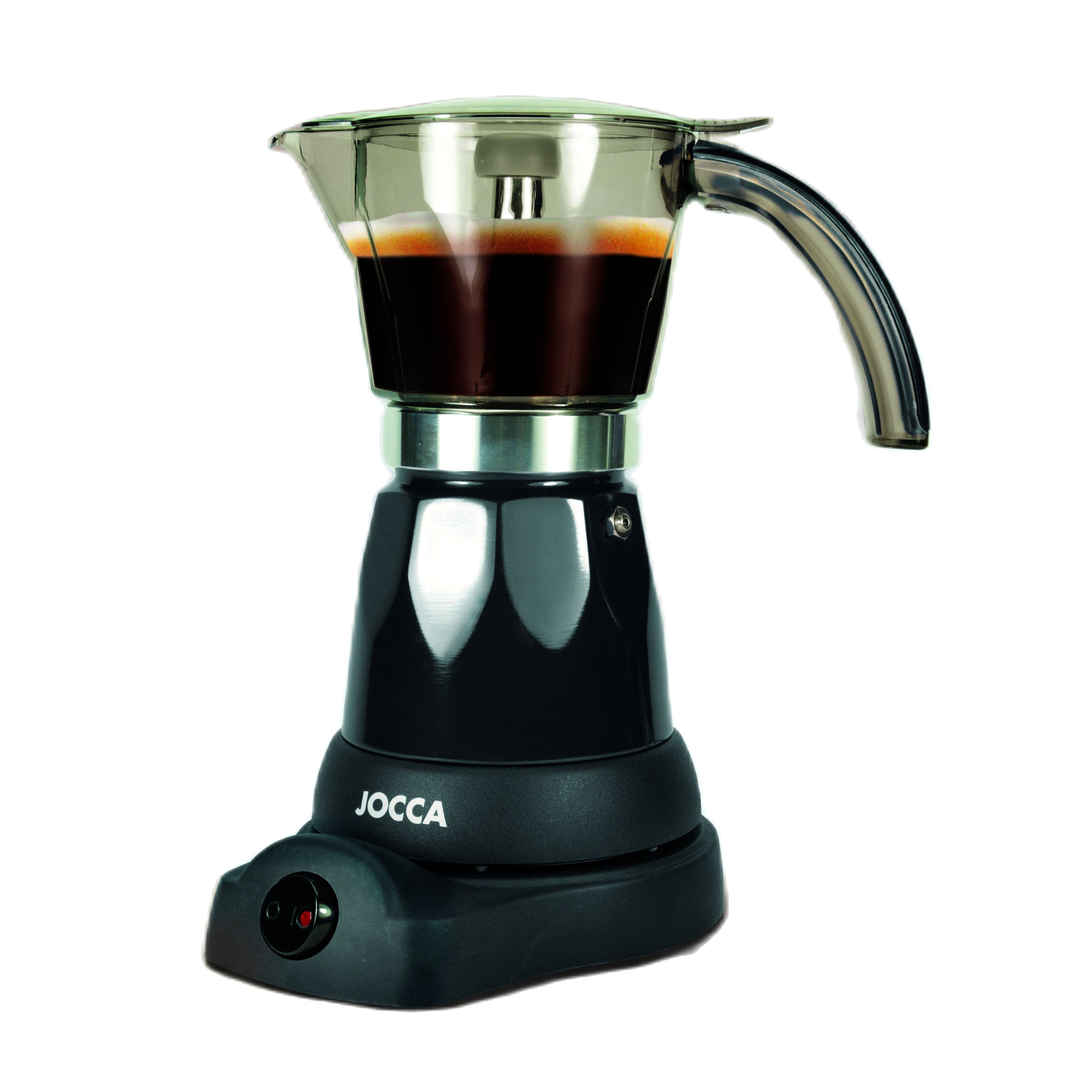 CAFETERA DE INDUCCION, ELÉCTRICA Y PORTÁTIL DE JOCCA. EXPRESSO DE CAFÉ ITALIANO PARA 6 TAZAS PROFESIONALES. TETERA ELÉCTRICA COMPACTA CON SISTEMA SIEMPRE , BASE 360 GRADOS, ASA DE TOQUE FRÍO Y POTENCIA DE 480W.: Negro