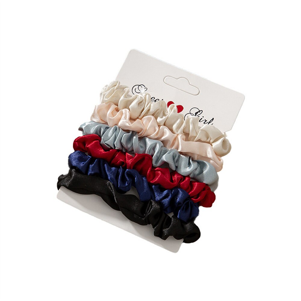 Conjunto de lazos de goma para el pelo para mujer y niña, gomas para el pelo de color liso elástico, accesorios para el cabello, 5/6 uds.