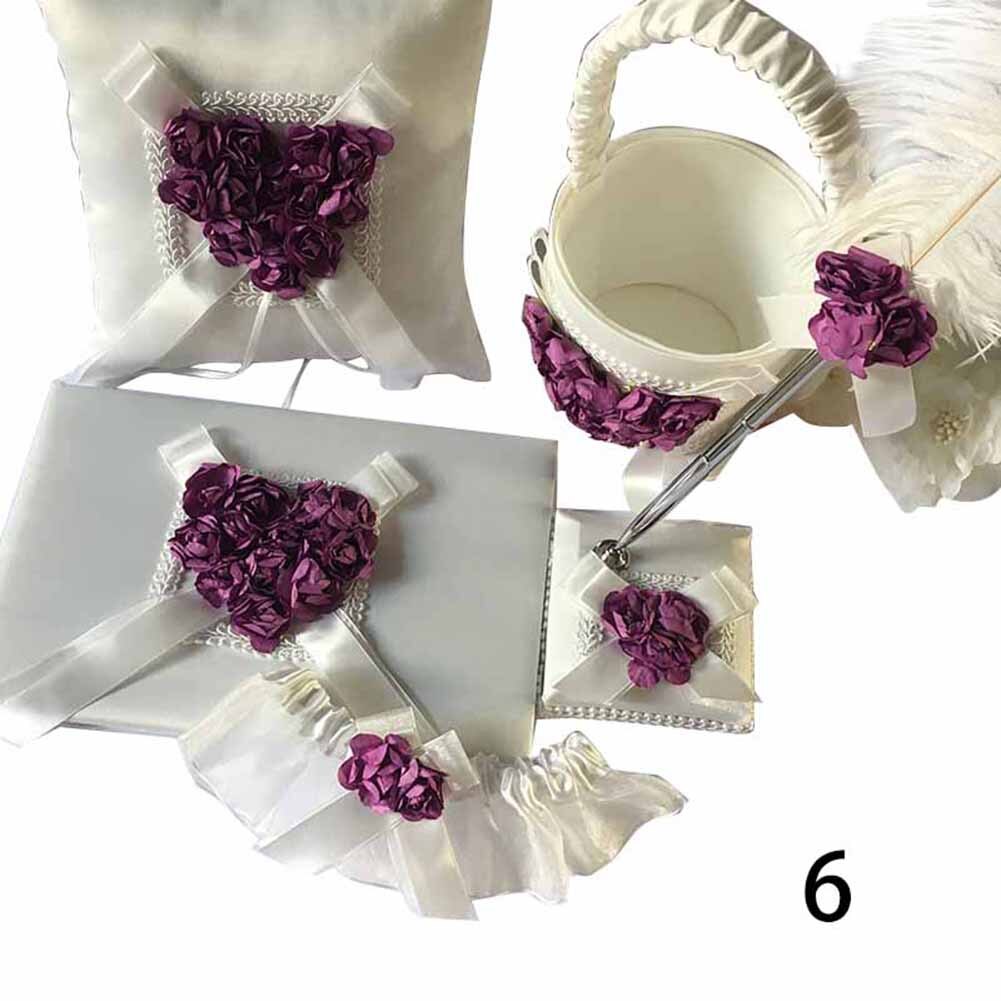 1Set Wedding Guest Book Pen Pillow Flower Basket Set Boite Carte Mariage Wedding Engagement Party Decoration: 6