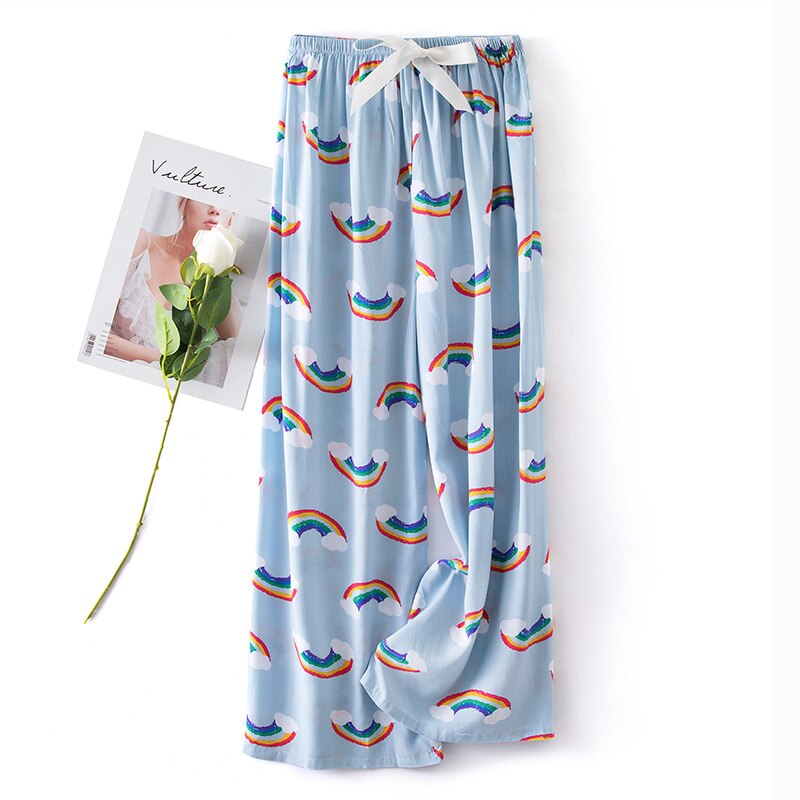 Ladies Cute Rainbow Cotton Pants Women Pajama Pants Soft Thin Summer Sleeping Clothes Women Long Pants Pantalon Pijama Mujer