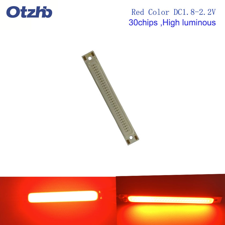 Bombilla LED COB de 20 piezas de 2V /3V, Chip de 3,7 V a bordo de 60MM, Blanco cálido, azul, rojo, 3W, iluminación LED para lámparas de trabajo COB DIY