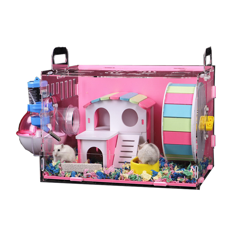 Large Size Hamster House Acrylic Small Pet Cage Transparent Oversized Villa Guinea Pig Basic Cage Toy Supplies Package Nest