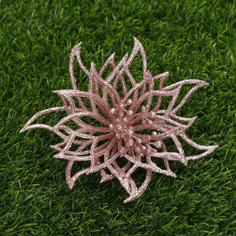 Glitter hule kunstige blomster 15 cm juletræspynt år juledekorationer til hjemmepynt til jul: 3