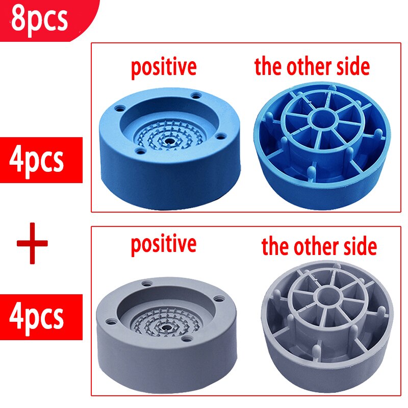 4PCS Anti Vibration Mats for Washing Machine Rubber Mat Support Machine Dryer Rubber Pad Adjustable Non-Slip Pad Floor Protector: small blue grey-8pcs