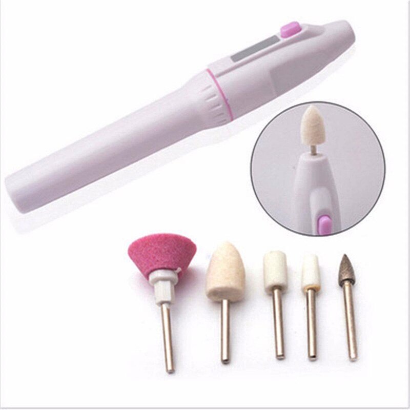 5 Bits Electric Nail File Drill Kit Tips Manicure Toenail Pedicure Salon Pen Shape Set Electric Manicure Nail Art File Beauty