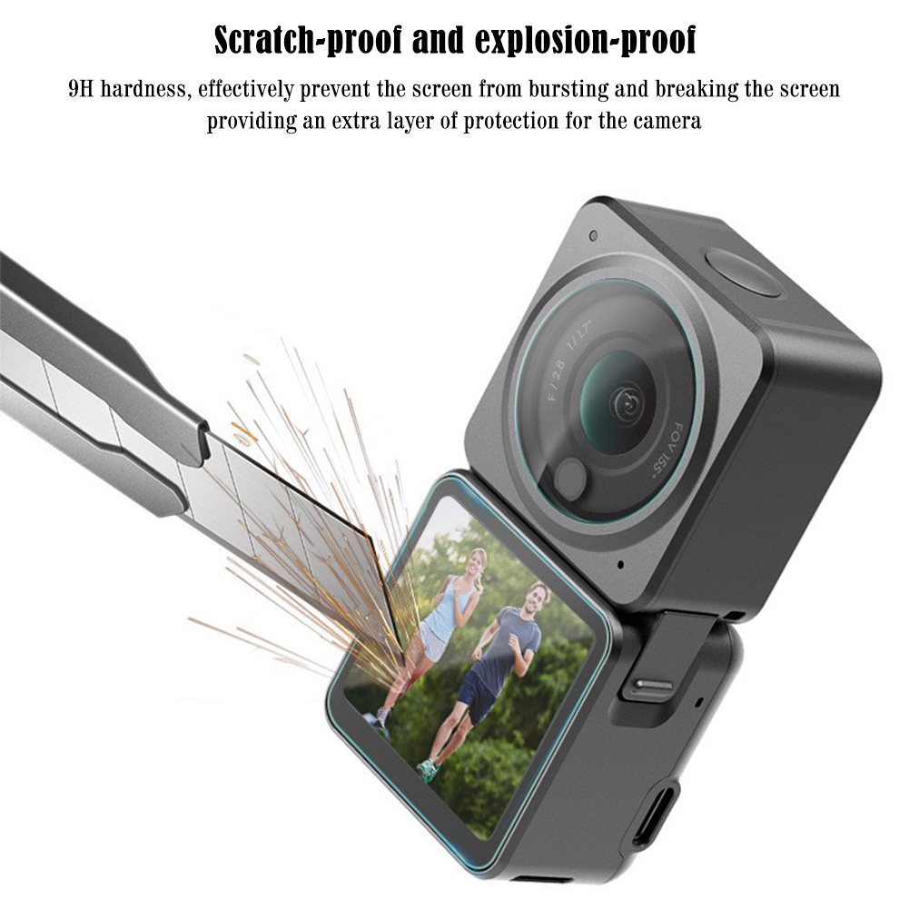 Displayschutzfolie aus gehärtetem glas für dji osmo action 2 sportkamera, objektivschutzfolie aus gehärtetem glas, zubehörset