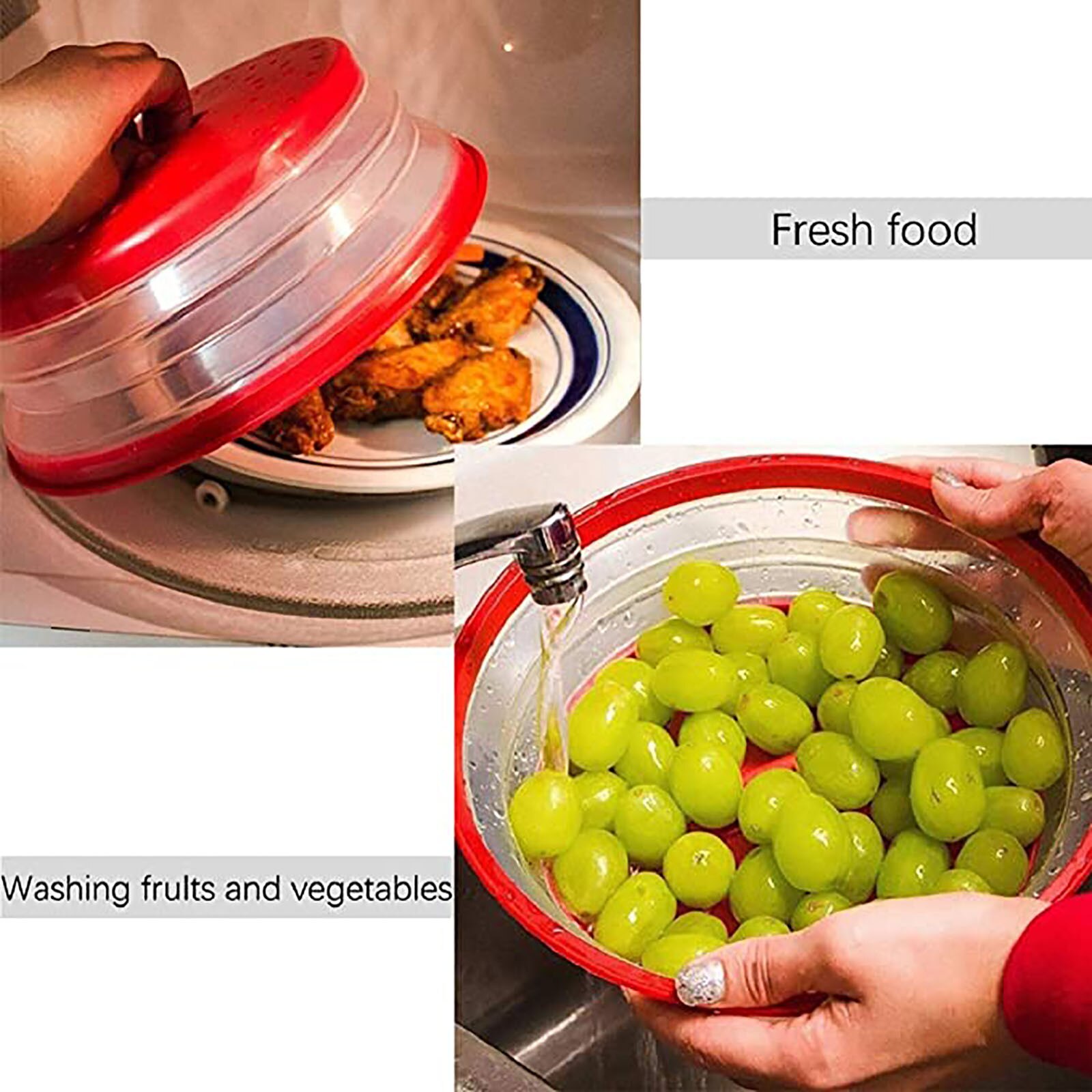 25# Collapsible Microwave Cover Silicone Fruit Veg... – Grandado