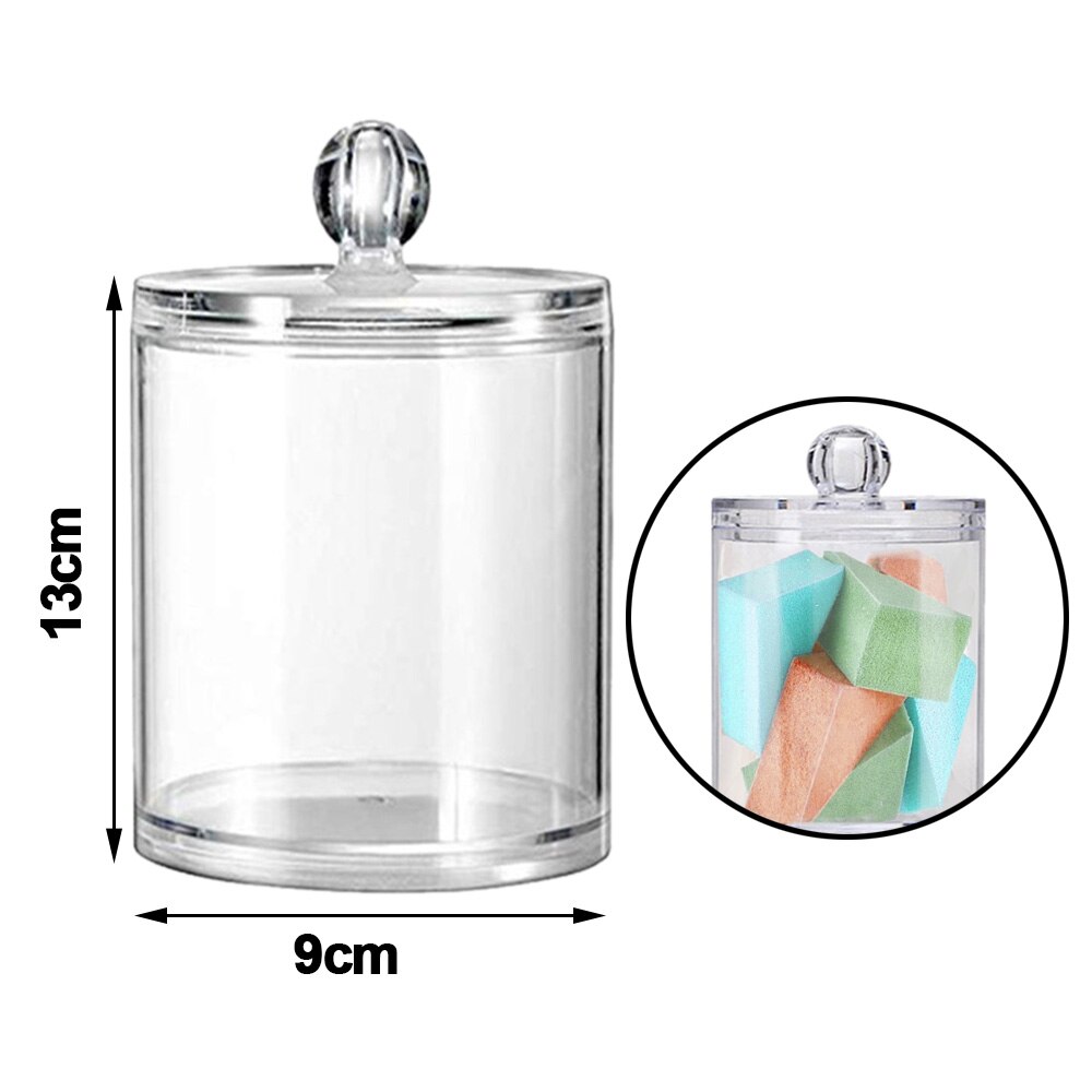 Storage Box Acrylic Multifunctional Round Storage Box Container Cotton Pad Cosmetic Makeup Organizer Jewelry Holder Candy: 1 PC Style C Size M