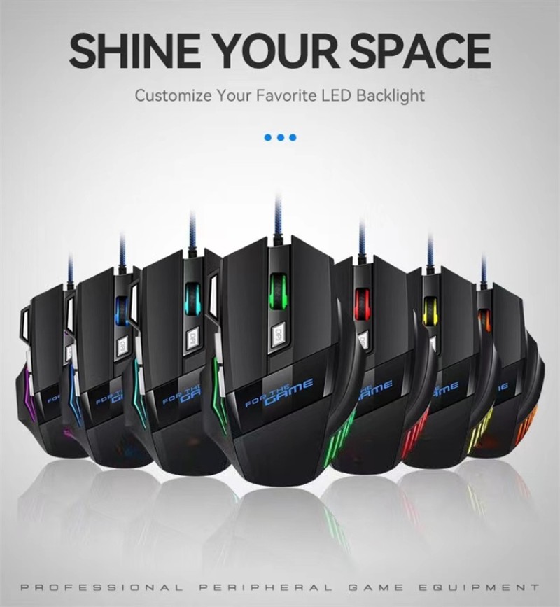 Mechaniczna przewodowa mysz do gier X8 7 klawiszy Przewodowa ergonomiczna mysz Podświetlana RGB Świecąca mysz USB 800/1200/1600/3200 Dpi Gaming Mouse