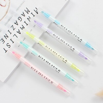12pcs Mildliner Highlighter felt-tip Pen Stationery Dual Double Headed Fluorescent marker Pen paint Draw School Supply graffiti