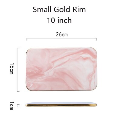 10/12inch Ceramic Marble Dinner Plate for Bread Pizza Chopping Board For Fruit Cutting Flat Rectangle Tray Steak Dish Tableware: G