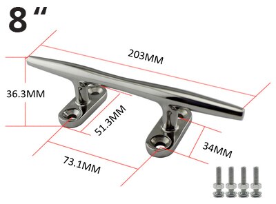 Marine Hardware Stainless Steel Boat Cleat: 8 INCH
