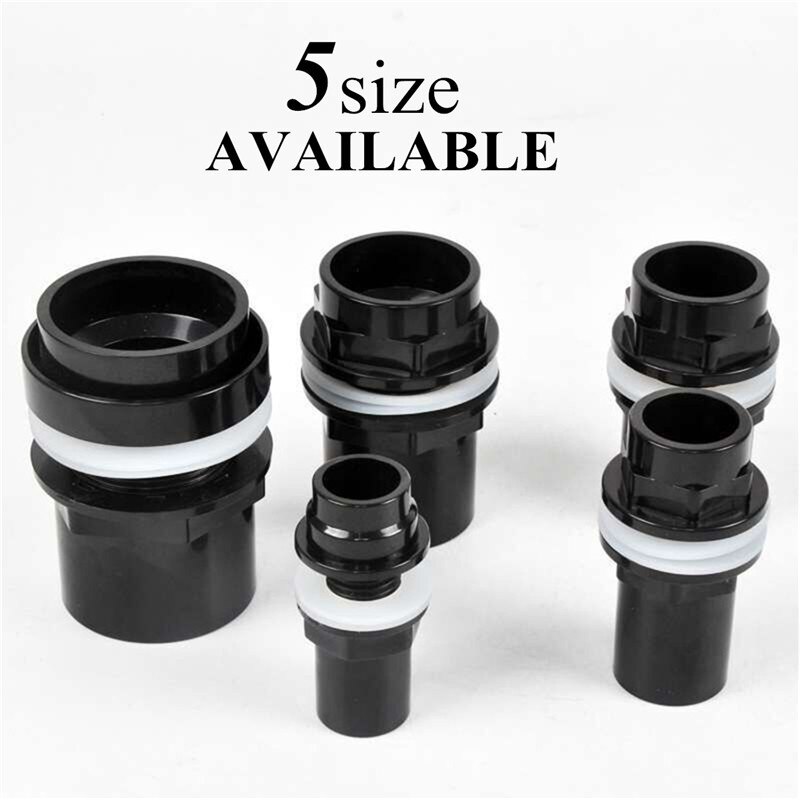 20/25/32/40/50Mm Black Aquarium Connector Pvc Waterdicht Pijp Butt Aquarium Straight fitting Joint Aquarium Gereedschap Accessoire