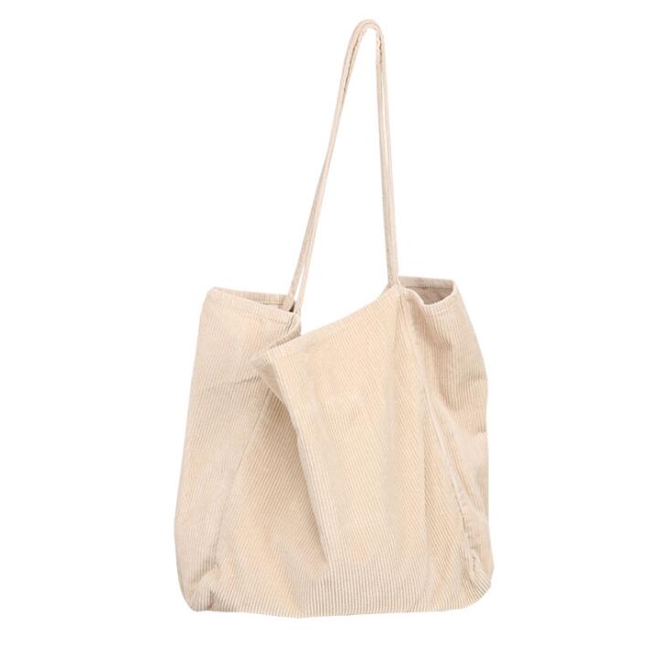 Tjock Manchestertyg Casual Tote Bag - Shopping, Skola, Fest, Strand, Resa - 38x38x23cm: Beige