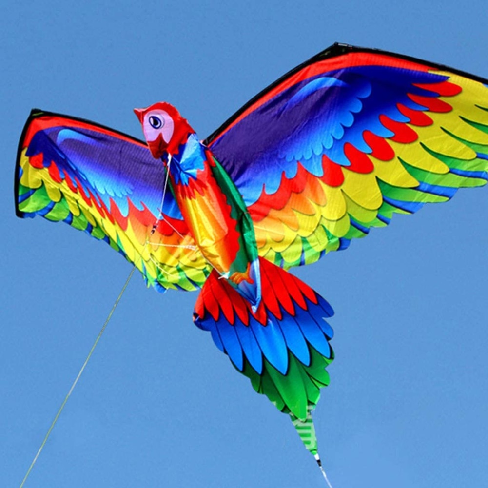 Kids Realistische Grote 3D Parrot Kite Kinderen Vliegende Spel Outdoor Sport Spelen Speelgoed Tuin Doek Leuk Speelgoed Met 100M Lijn