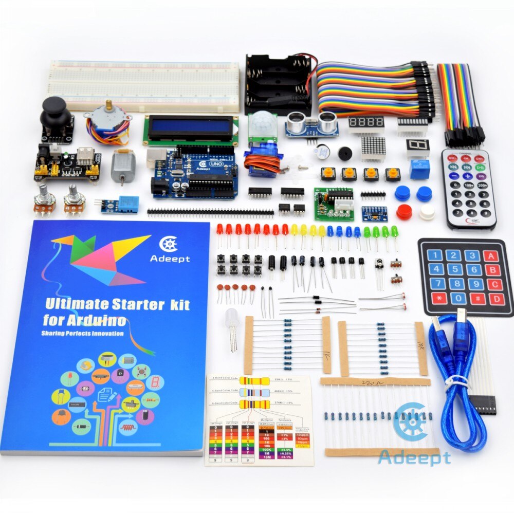 Adeept Elettrica FAI DA TE Nuovo ultimo antipasto kit di Apprendimento per Arduino UNO R3 con Libro Guida Motore di Elaborazione del Libro del portato fai da te diykit