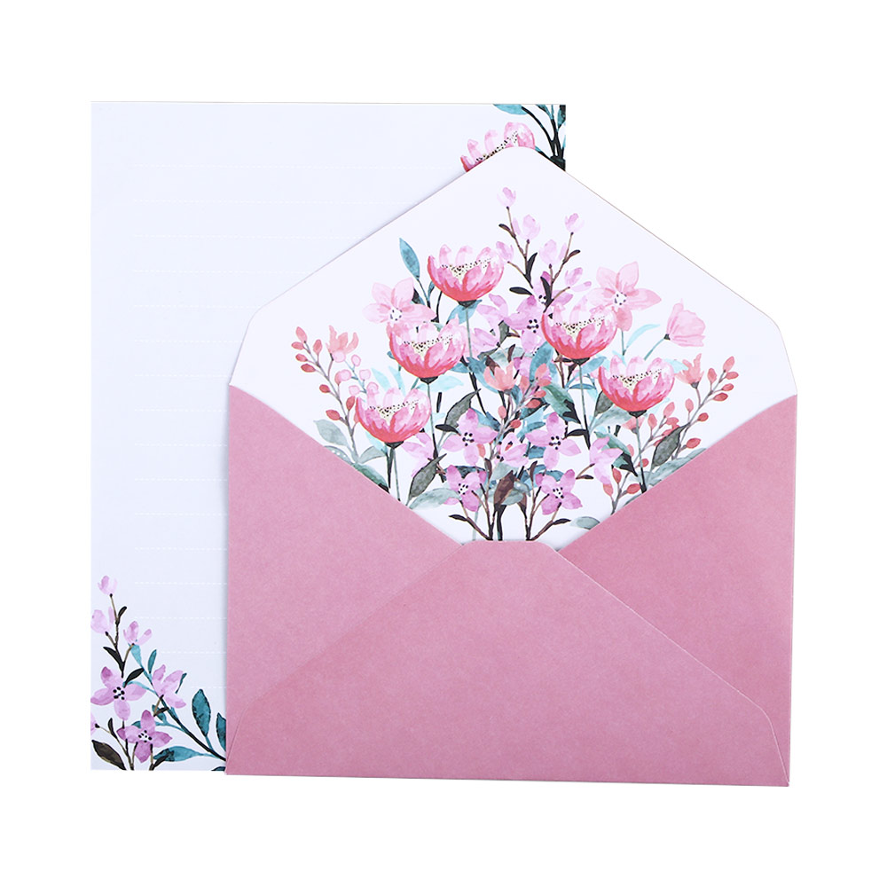 Skoleartikler papirvarer bryllupsinvitation fødselsdagsfest brevpapir skrivepapir lykønskningskort blomster kuvert: Hvid